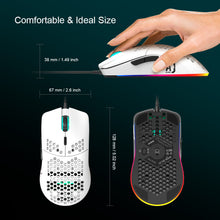 Load image into Gallery viewer, 16000 DPI PixArt Sensor Ajazz AJ390 Gaming Mouse Honeycomb Shell RGB Light White