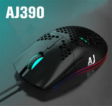 Load image into Gallery viewer, 16000 DPI PixArt Sensor RGB Light Ajazz AJ390 Gaming Mouse Honeycomb Shell Black