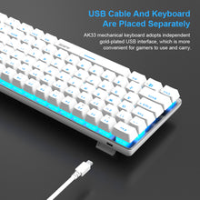 Load image into Gallery viewer, TKL White Gold Mechanical Keyboard, Ajazz AK33 Blue Switch, for Gamers and Typists, LED Backlit