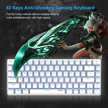 Load image into Gallery viewer, TKL White Gold Mechanical Keyboard, Ajazz AK33 Blue Switch, for Gamers and Typists, LED Backlit
