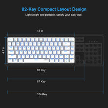 Load image into Gallery viewer, TKL White Gold Mechanical Keyboard, Ajazz AK33 Blue Switch, for Gamers and Typists, LED Backlit

