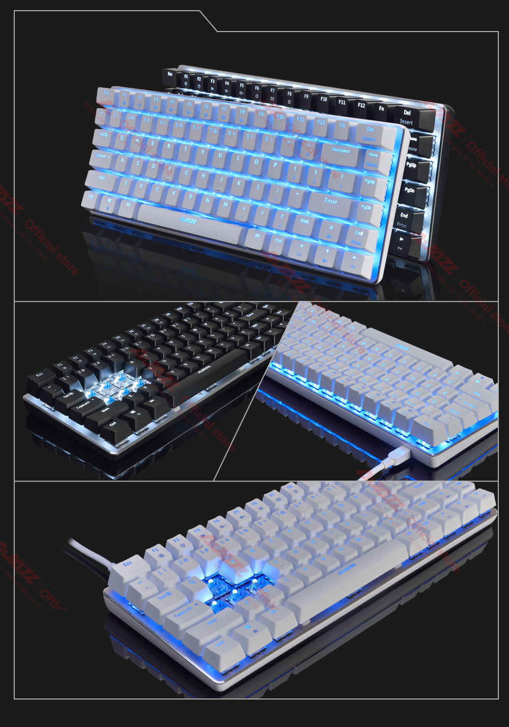 Ajazz AK33 Mechanical Blue Switches Mechanical Keyboard Full Backlight