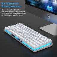 TKL White Gold Mechanical Keyboard, Ajazz AK33 Blue Switch, for Gamers and Typists, LED Backlit