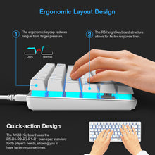 Load image into Gallery viewer, TKL White Gold Mechanical Keyboard, Ajazz AK33 Blue Switch, for Gamers and Typists, LED Backlit
